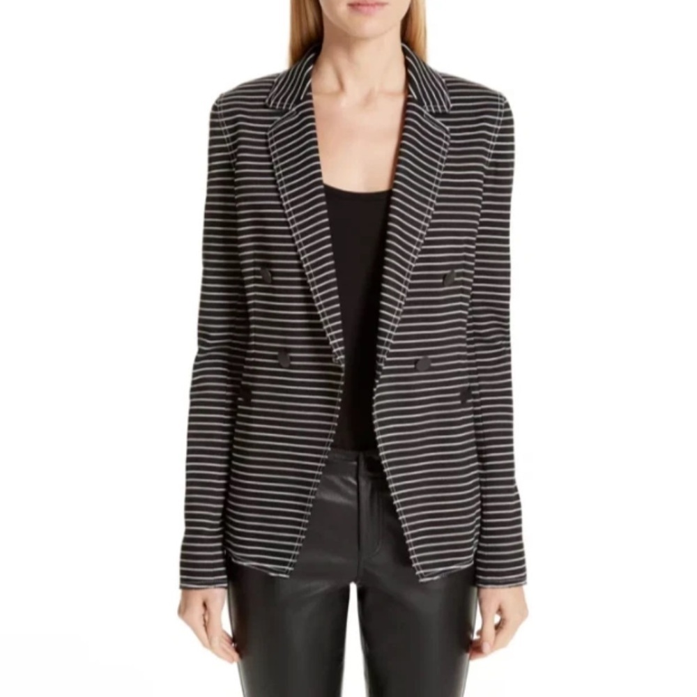 Lafayette 148 black and white striped blazer size 10